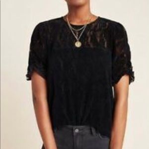 Anthropologie Parvati Velvet Lace top